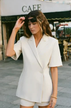 Cheap FAITHFULL THE BRAND ENNA SHORT SLEEVE BLAZER Beige