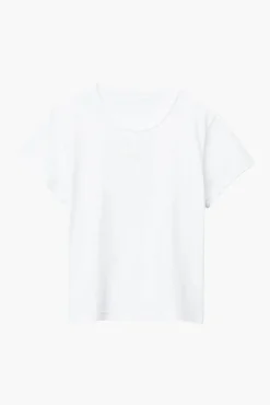 Store ALEXANDERWANG.T ESSENTIAL JERSEY SHRUNK TEE WITH PUFF LOGO & BOUND NECK White