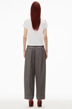 Store ALEXANDERWANG.T ESSENTIAL JERSEY SHRUNK TEE WITH PUFF LOGO & BOUND NECK White