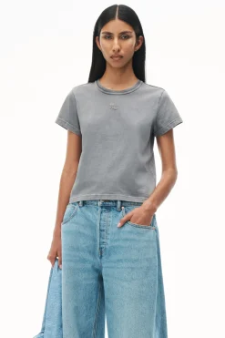 Outlet ALEXANDERWANG.T ESSENTIAL JSY SHRUNK TEE W/PUFF LOGO & BOUND NECK