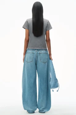 Outlet ALEXANDERWANG.T ESSENTIAL JSY SHRUNK TEE W/PUFF LOGO & BOUND NECK