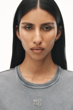 Outlet ALEXANDERWANG.T ESSENTIAL JSY SHRUNK TEE W/PUFF LOGO & BOUND NECK