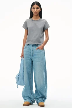 Outlet ALEXANDERWANG.T ESSENTIAL JSY SHRUNK TEE W/PUFF LOGO & BOUND NECK