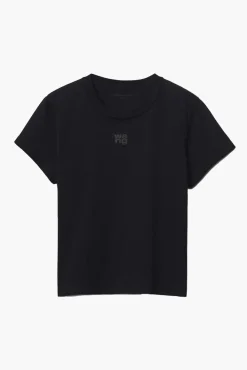 Fashion Alexander Wang ESSENTIAL JSY SHRUNK TEE W/PUFF LOGO & BOUND NECK