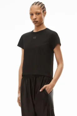 Fashion Alexander Wang ESSENTIAL JSY SHRUNK TEE W/PUFF LOGO & BOUND NECK