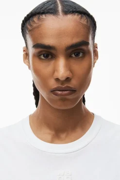 Fashion ALEXANDERWANG.T ESSENTIAL JSY SHRUNK TEE W/PUFF LOGO & BOUND NECK White