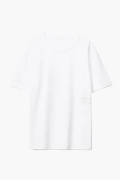 Fashion ALEXANDERWANG.T ESSENTIAL JSY SS TEE W/ PUFF LOGO & BOUND NECK White