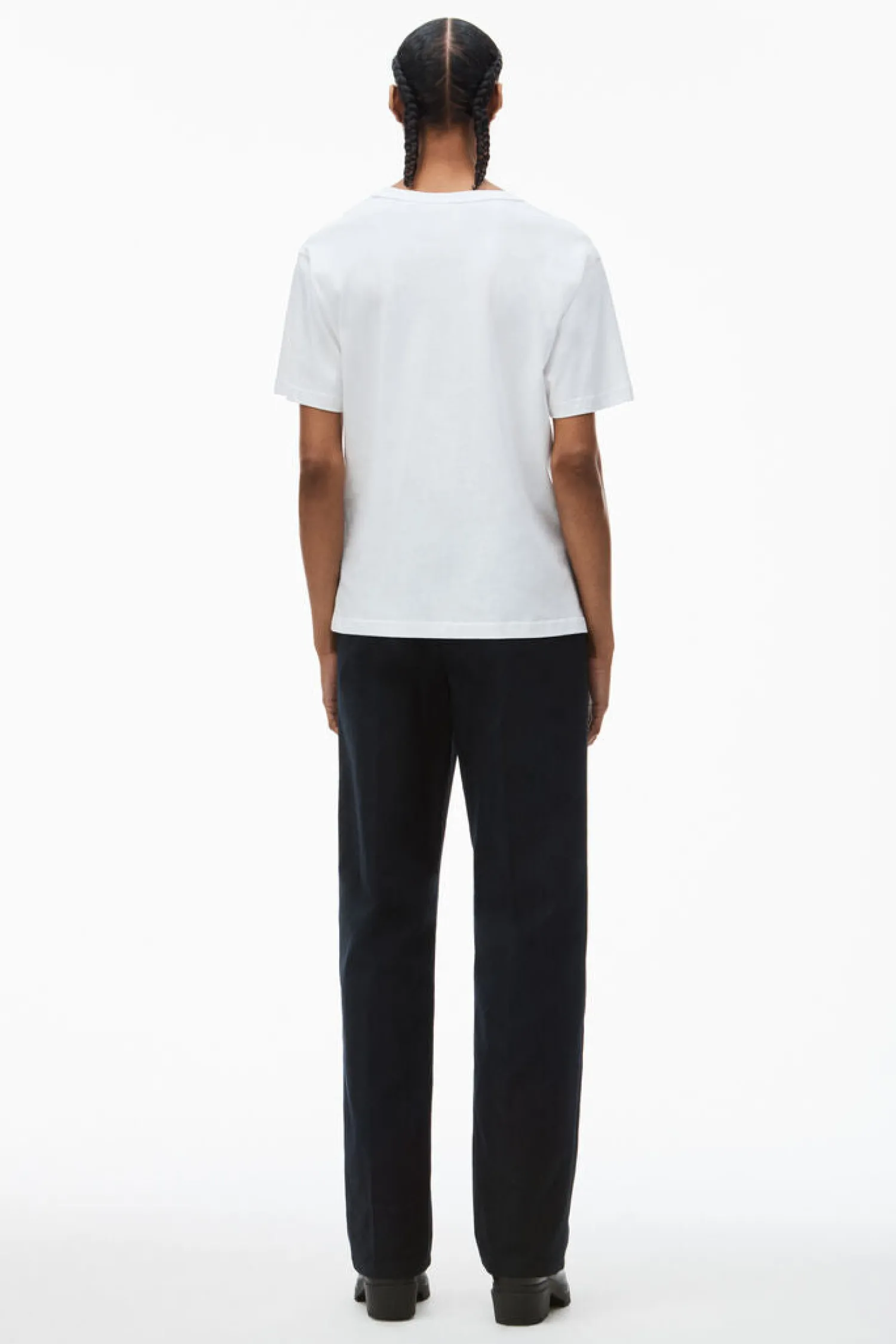 Fashion ALEXANDERWANG.T ESSENTIAL JSY SS TEE W/ PUFF LOGO & BOUND NECK White