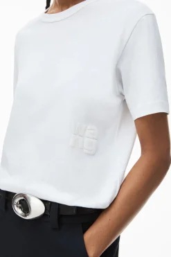 Fashion ALEXANDERWANG.T ESSENTIAL JSY SS TEE W/ PUFF LOGO & BOUND NECK White