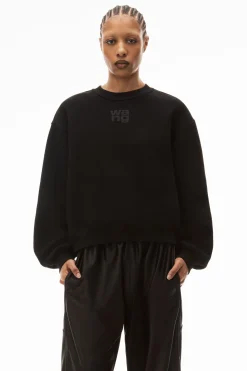 Fashion ALEXANDERWANG.T ESSENTIAL TERRY CREW SWEATSHIRT WITH PUFF PAINT LOGO