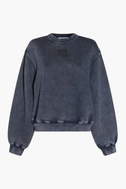 Best ALEXANDERWANG.T ESSENTIAL TERRY CREW SWEATSHIRT W/ PUFF PAINT LOGO Acid