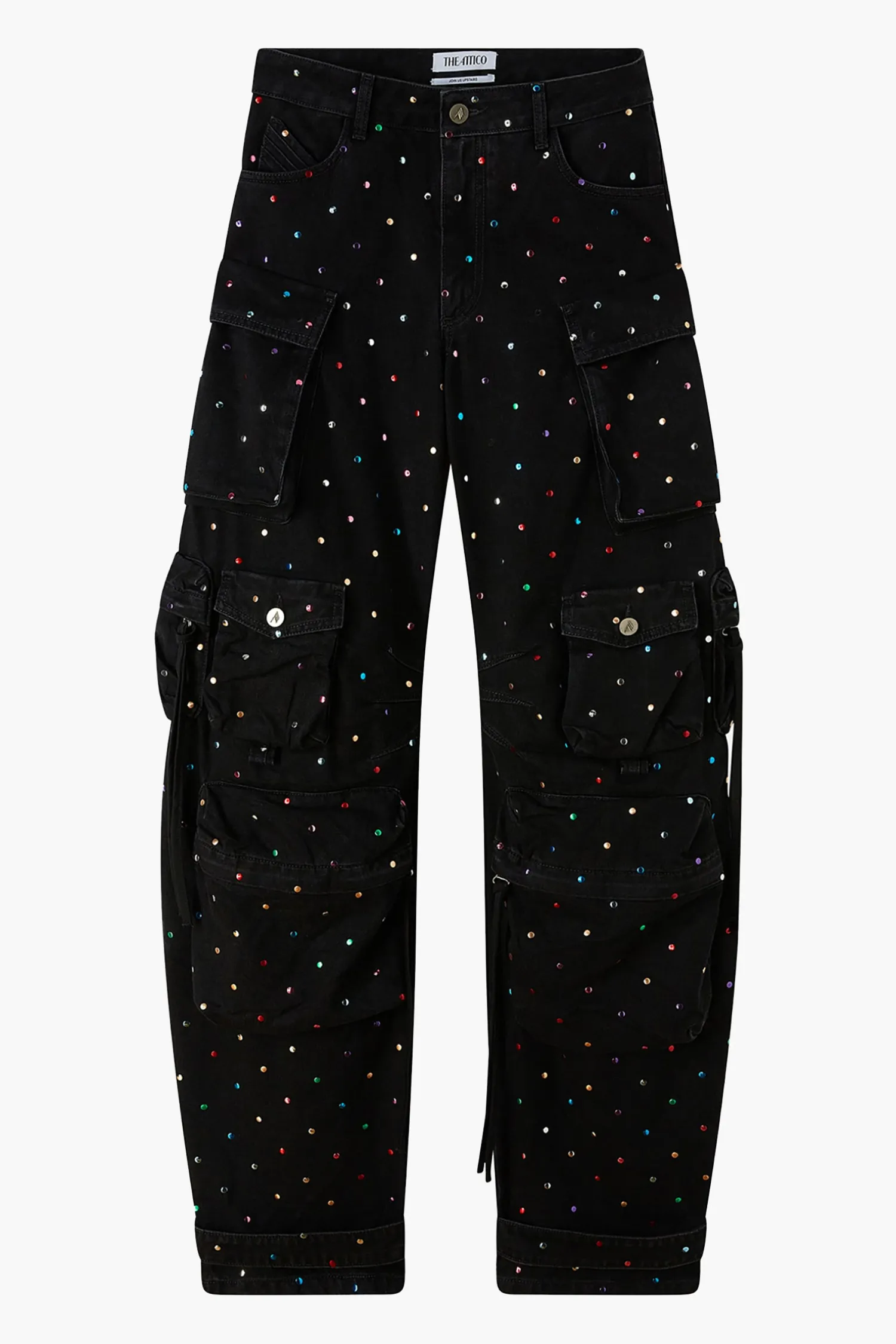 Online THE ATTICO FERN BLACK DENIM LONG PANTS BlackHotfixedStud