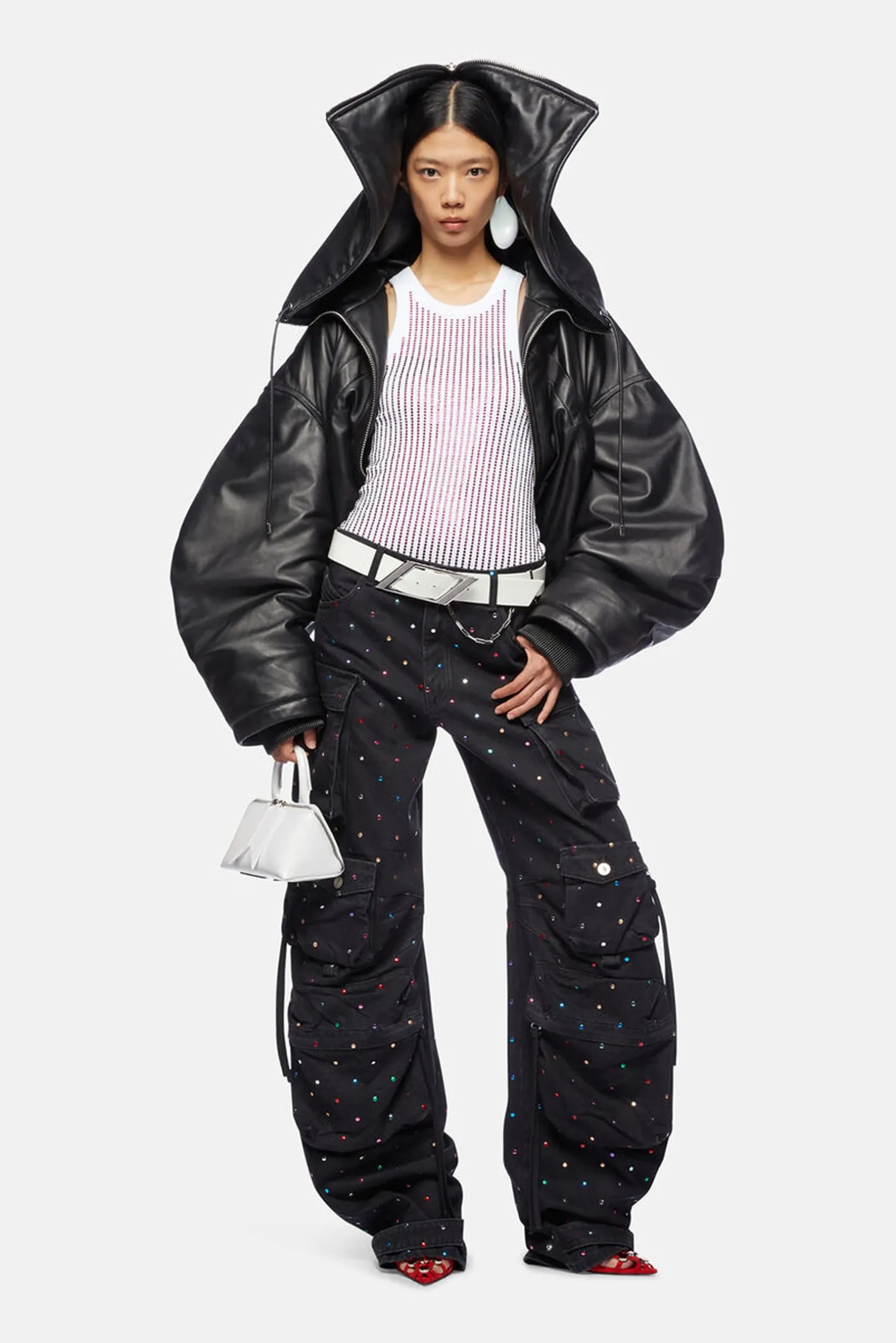Online THE ATTICO FERN BLACK DENIM LONG PANTS BlackHotfixedStud