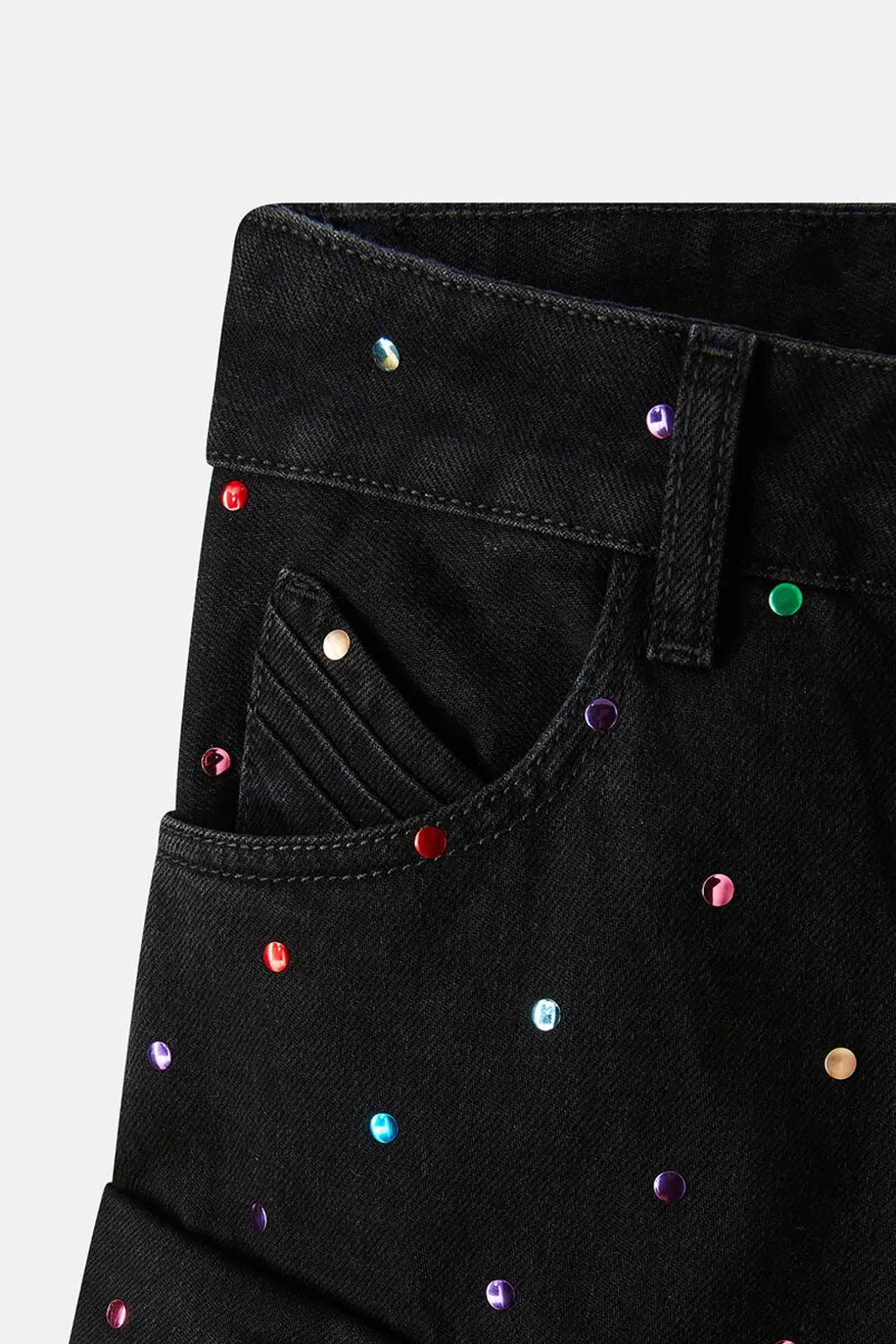 Online THE ATTICO FERN BLACK DENIM LONG PANTS BlackHotfixedStud