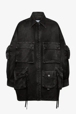 New THE ATTICO FERN BLACK SHORT COAT
