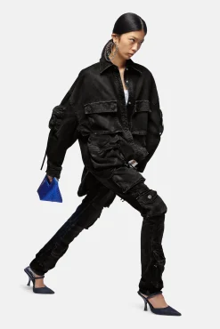 New THE ATTICO FERN BLACK SHORT COAT