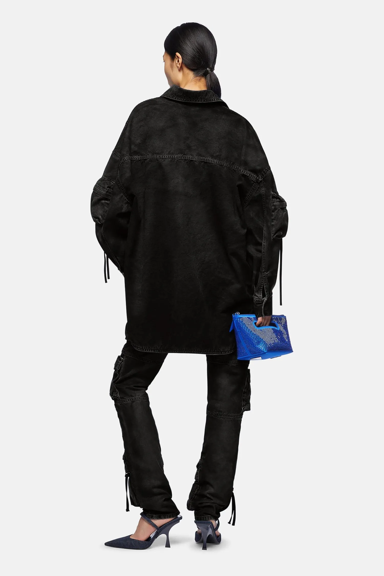 New THE ATTICO FERN BLACK SHORT COAT