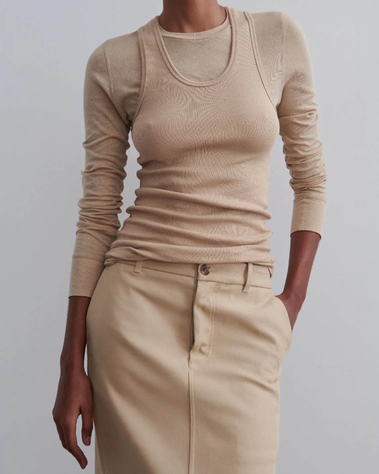 Online WARDROBE.NYC FITTED LONG SLEEVE TEE Khaki