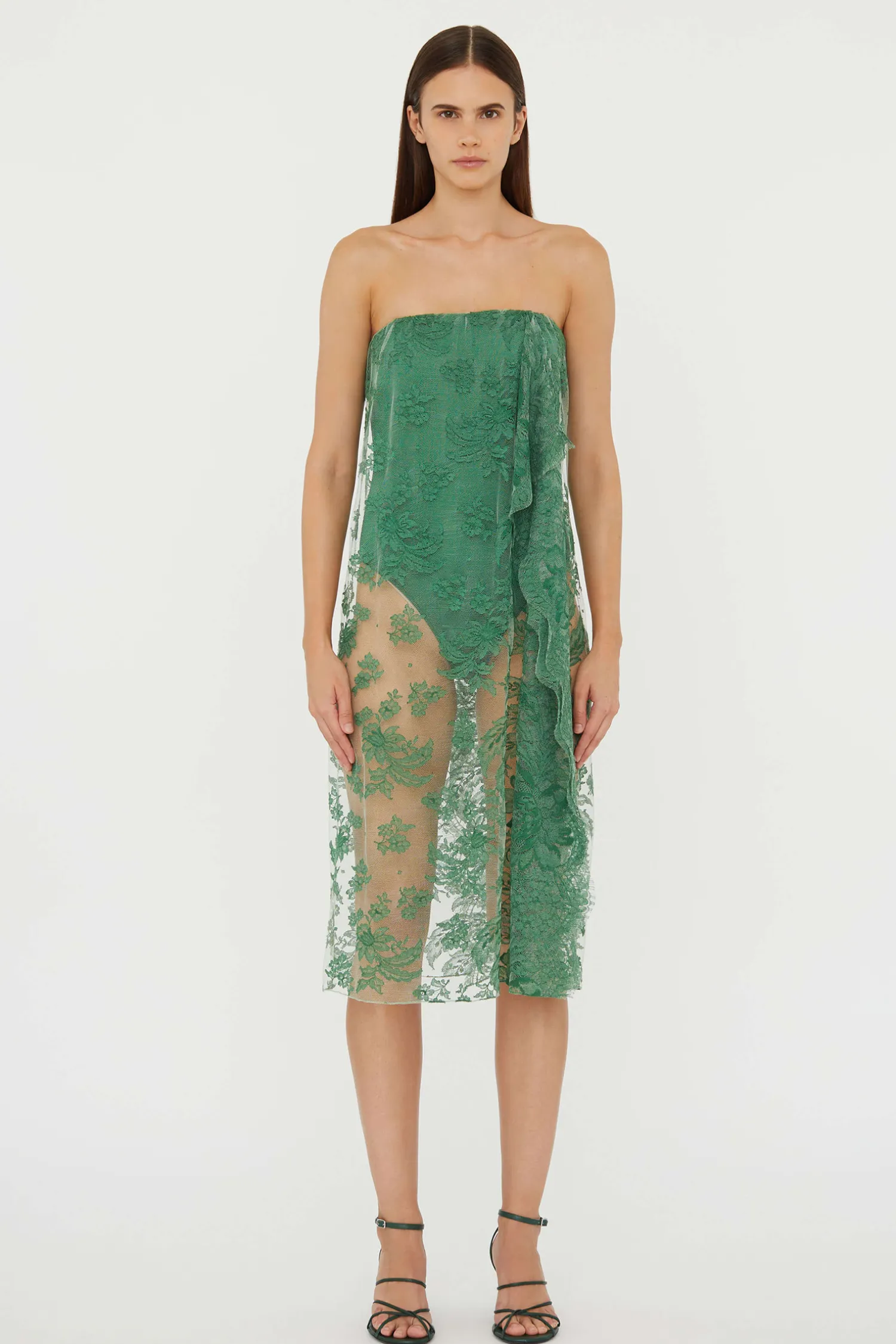 Discount CHRISTOPHER ESBER FLOATING LACE STRAPLESS DRESS Evergreen