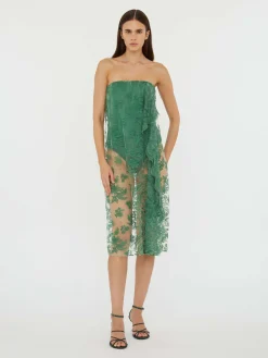Discount CHRISTOPHER ESBER FLOATING LACE STRAPLESS DRESS Evergreen