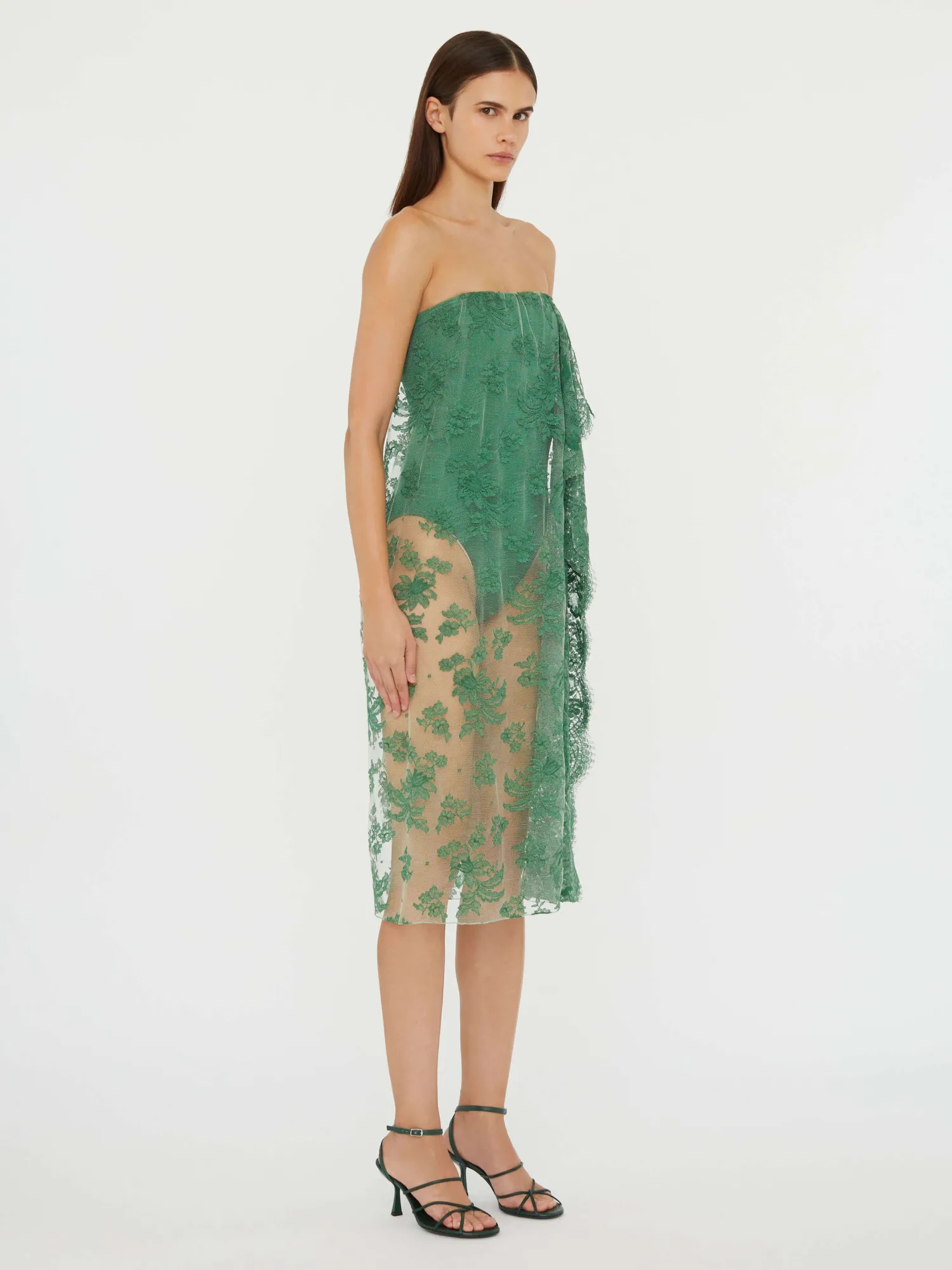 Discount CHRISTOPHER ESBER FLOATING LACE STRAPLESS DRESS Evergreen