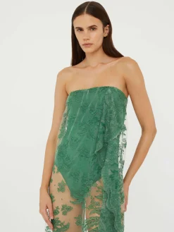 Discount CHRISTOPHER ESBER FLOATING LACE STRAPLESS DRESS Evergreen