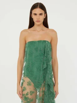Discount CHRISTOPHER ESBER FLOATING LACE STRAPLESS DRESS Evergreen