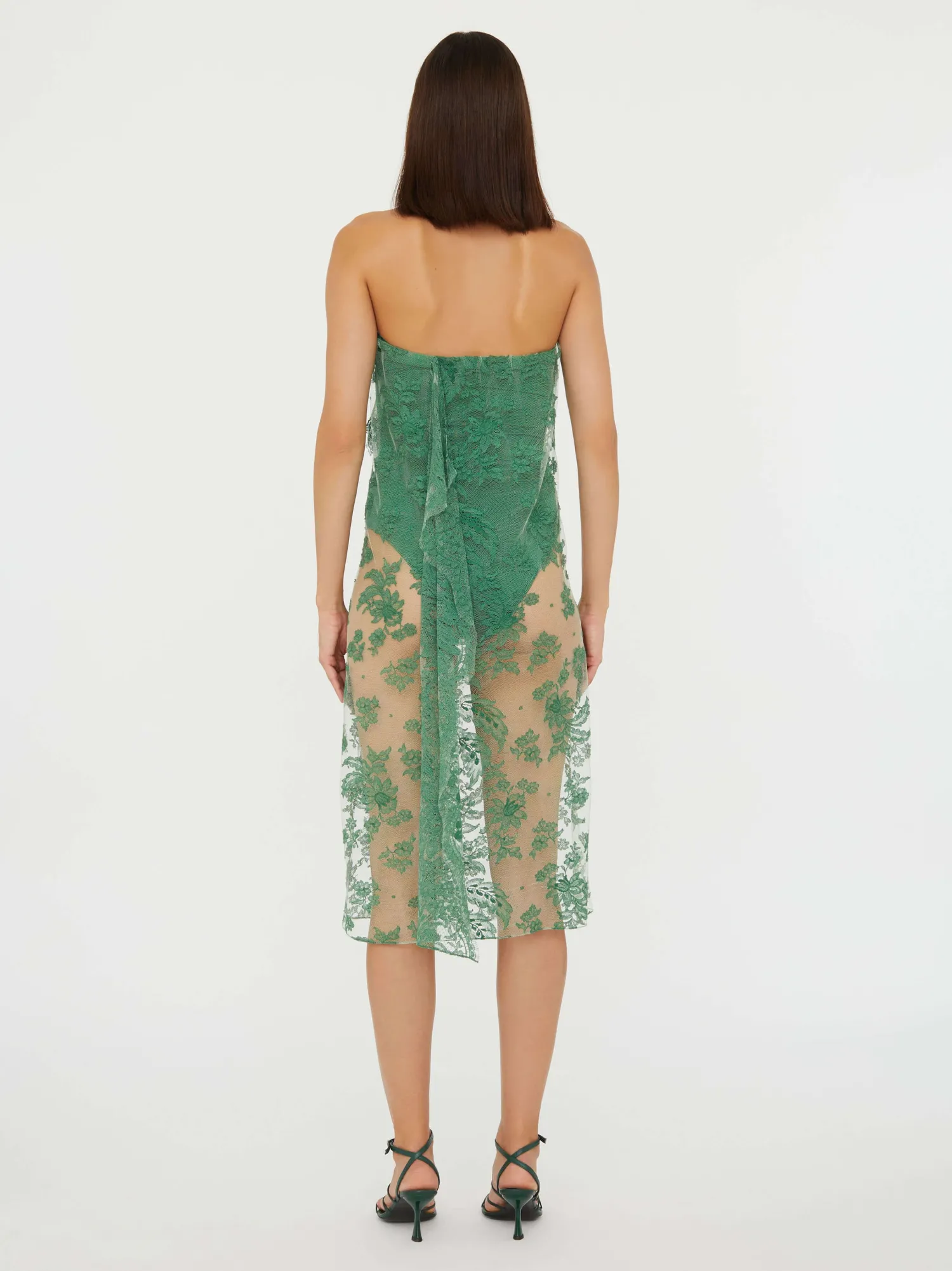 Discount CHRISTOPHER ESBER FLOATING LACE STRAPLESS DRESS Evergreen