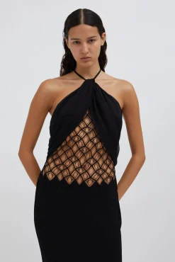Outlet CHRISTOPHER ESBER FLUTED SILK COLUMN DRESS Black