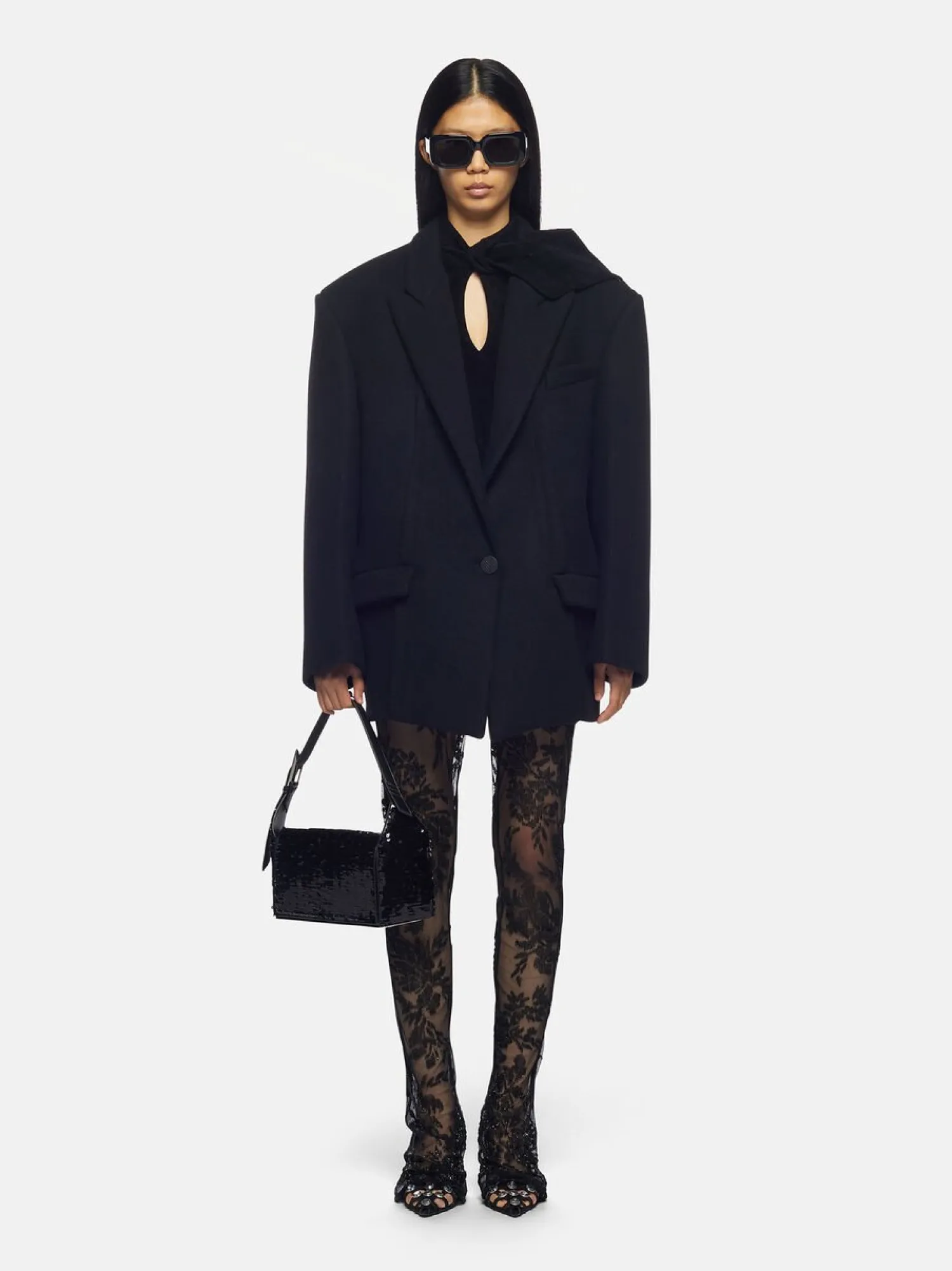 Clearance THE ATTICO GLEN SHORT COAT Black