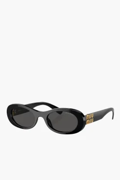 Online MIU MIU GLIMPSE OVAL SUNGLASSES Black