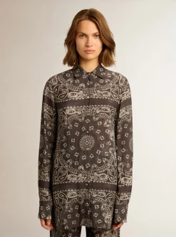 Discount GOLDEN GOOSE GOLDEN W'S PAJAMAS SHIRT PAISLEY PRINT Anthracitegray