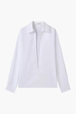 Fashion COURTNEY ZHENG HAINES POPLIN FRONT SLIT SHIRT White