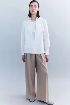 Fashion COURTNEY ZHENG HAINES POPLIN FRONT SLIT SHIRT White