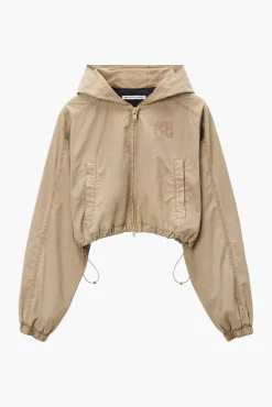 Cheap ALEXANDERWANG.T HOODED CROPPED ZIP JACKET Safari
