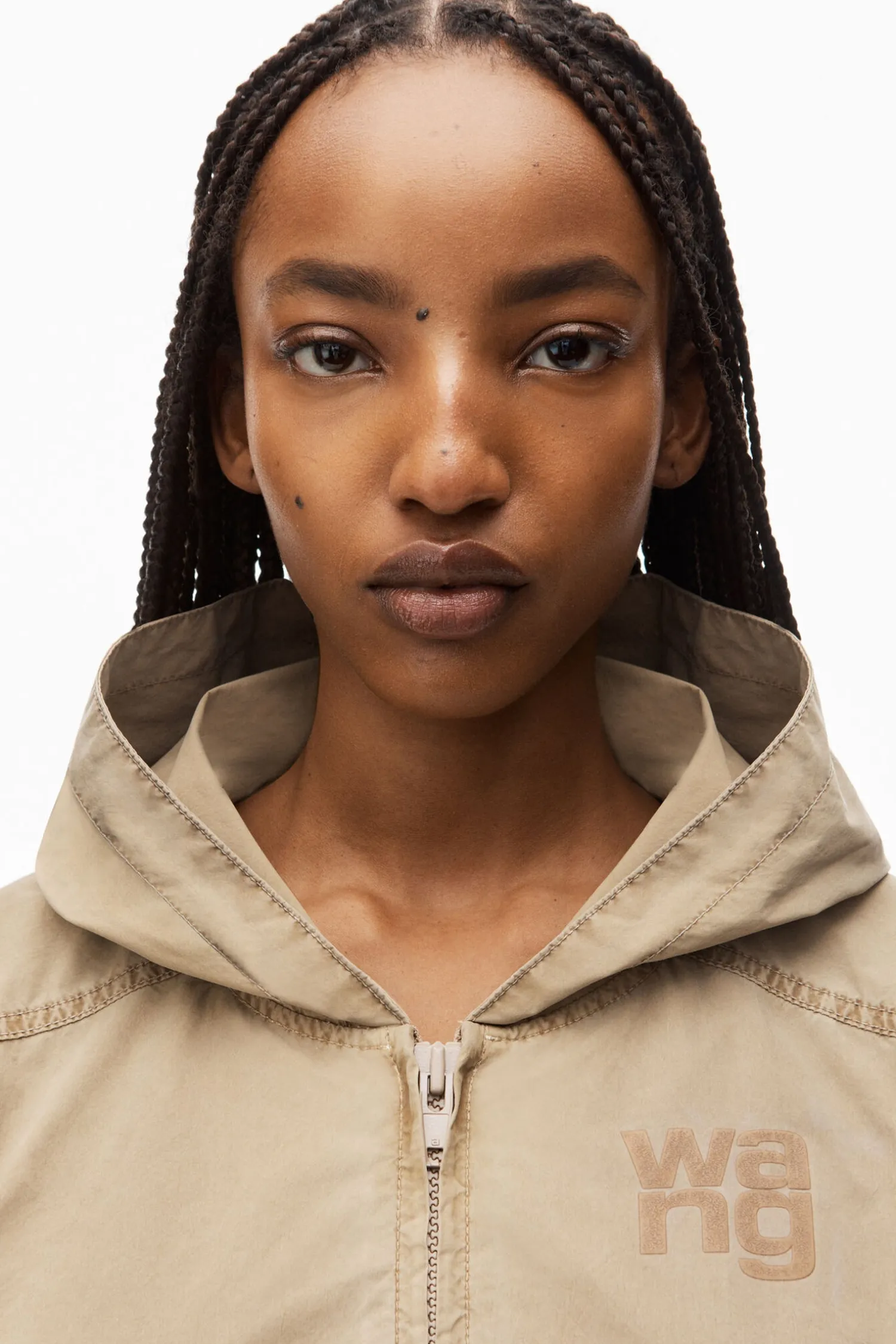 Cheap ALEXANDERWANG.T HOODED CROPPED ZIP JACKET Safari