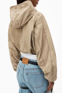 Cheap ALEXANDERWANG.T HOODED CROPPED ZIP JACKET Safari