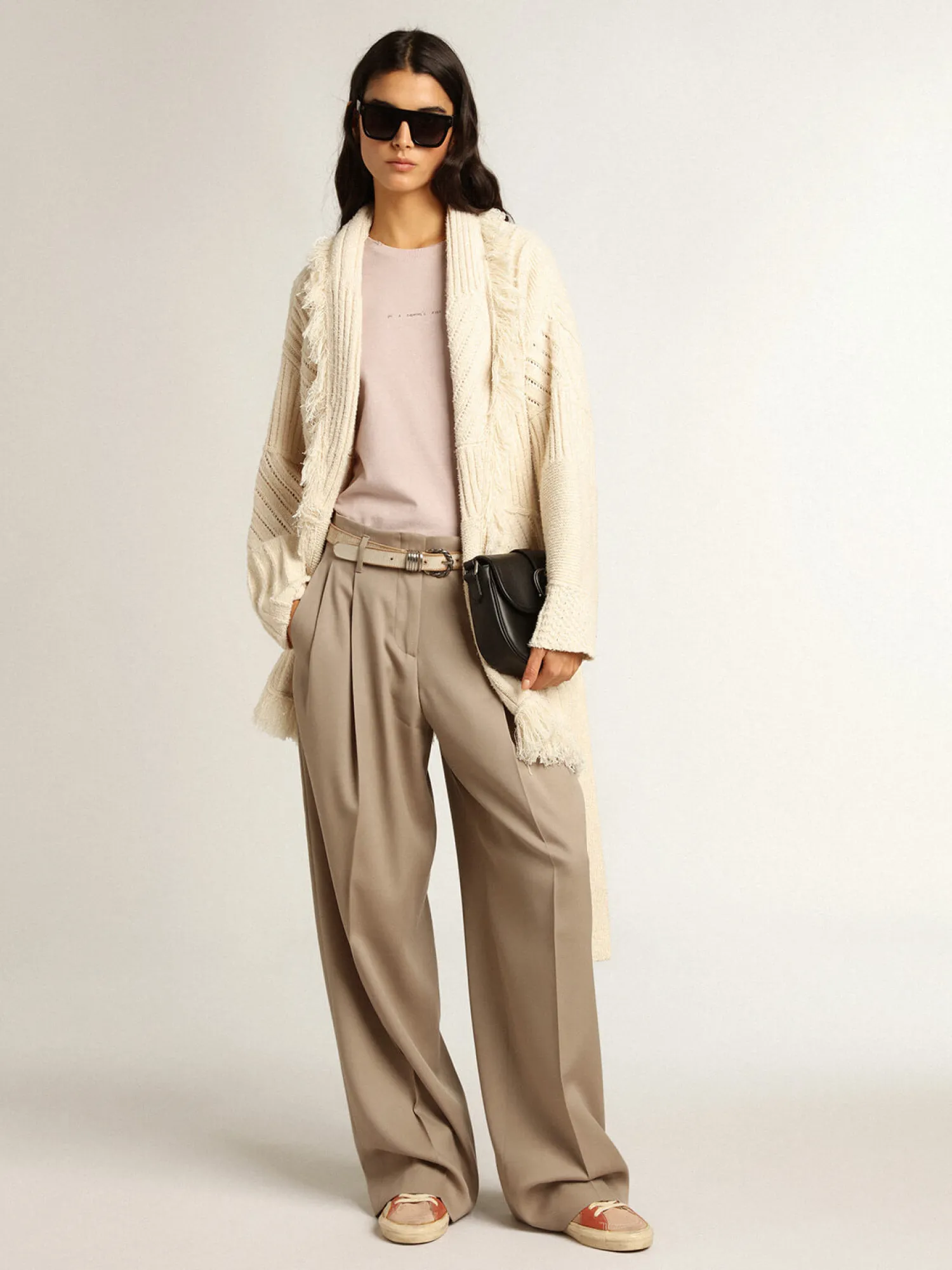 Online GOLDEN GOOSE JOURNEY W'S KNIT BELTED CARDIGAN Papyrus