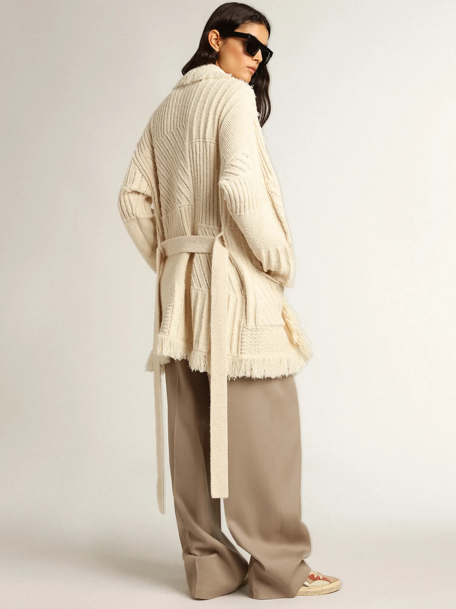 Online GOLDEN GOOSE JOURNEY W'S KNIT BELTED CARDIGAN Papyrus