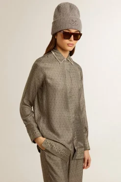 New GOLDEN GOOSE JOURNEY W'S SHIRT PAJAMAS TWILL ALLOVER PRINT W EMBROIDERY MoonMist