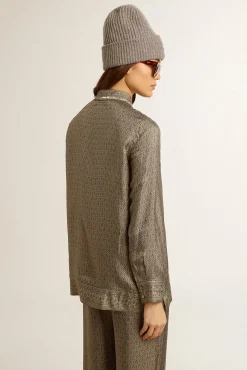 New GOLDEN GOOSE JOURNEY W'S SHIRT PAJAMAS TWILL ALLOVER PRINT W EMBROIDERY MoonMist
