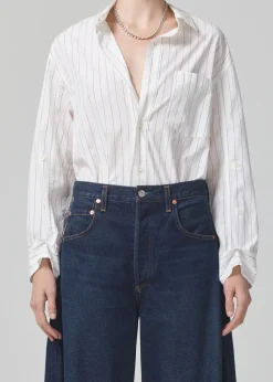 Outlet CITIZENS OF HUMANITY KAYLA SHIRT BitterChocolateStripe