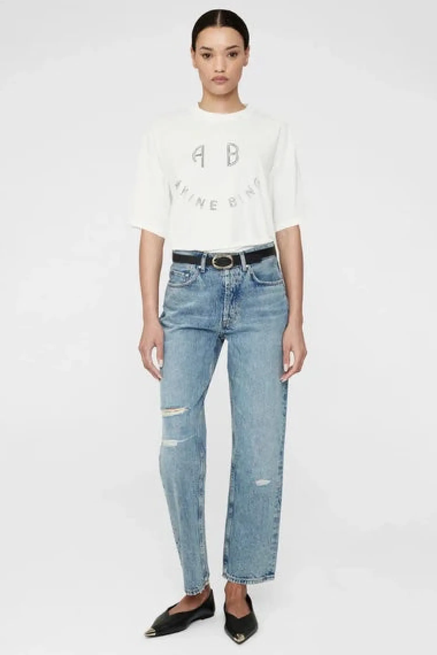 Sale ANINE BING KENT TEE SMILEY Ivory