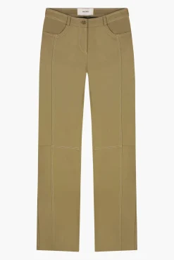 Store RÓHE LEATHER CONTRAST STITCHED TROUSERS