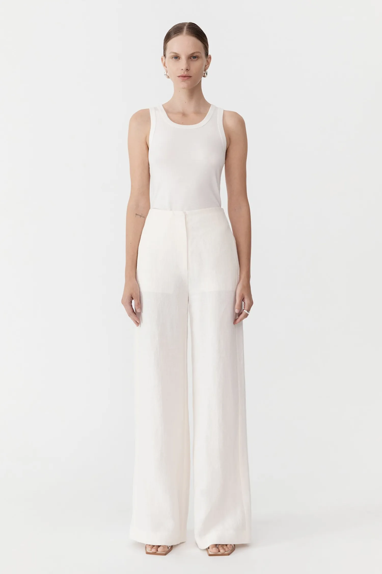 Online ST. AGNI LINEN WIDE LEG PANTS Ivory