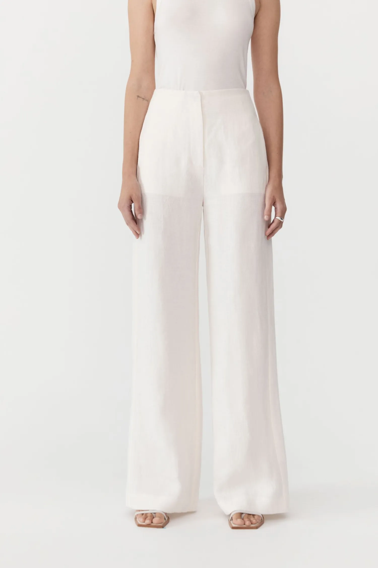 Online ST. AGNI LINEN WIDE LEG PANTS Ivory