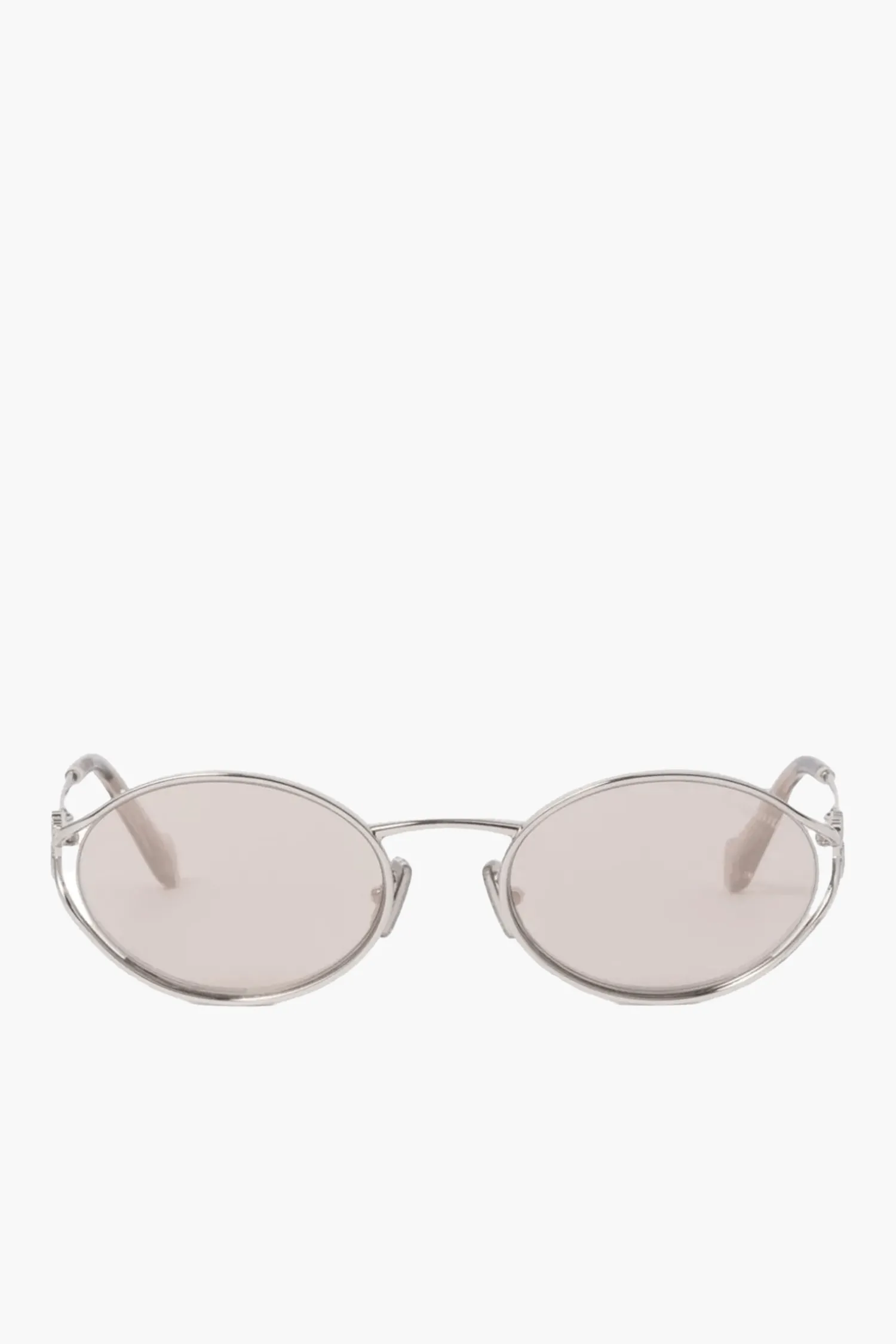Online MIU MIU LOGO METAL OVAL SUNGLASSES Silver/Ivory