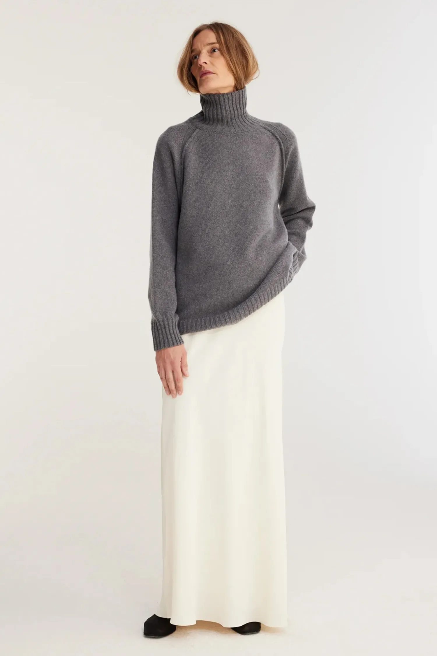 Sale RÓHE LONG SATIN SKIRT Cream