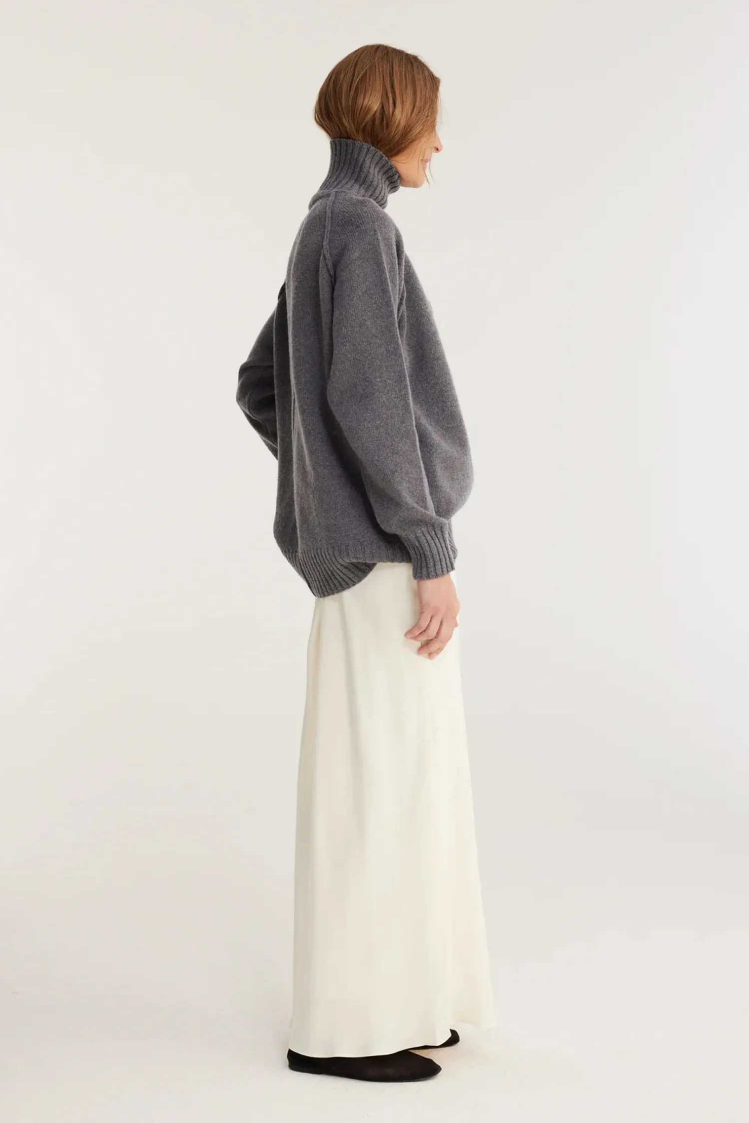 Sale RÓHE LONG SATIN SKIRT Cream