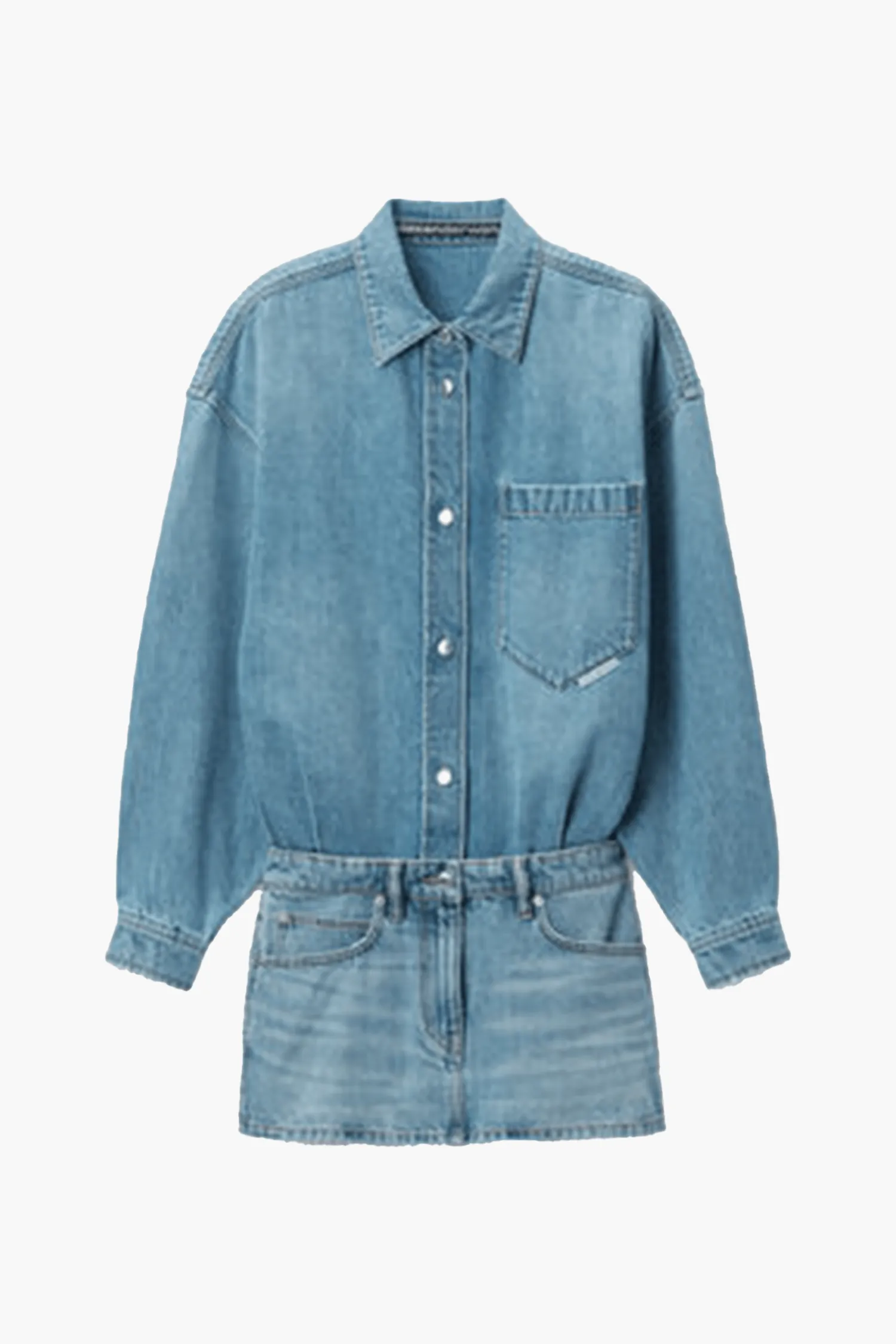 New ALEXANDER WANG LONG SLEEVE PRESTYLE MINI SHIRT DRESS